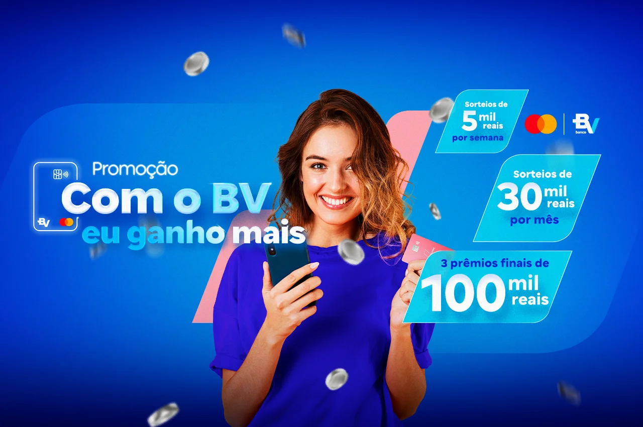 Banner promocional azul com texto