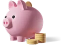 lustração 3D de um cofrinho de porco com moedas ao lado